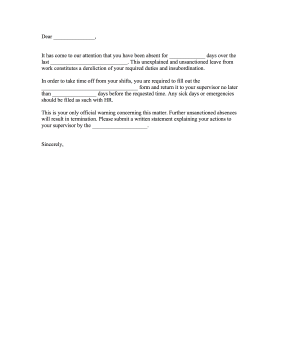 Absence Warning Letter Letter of Complaint