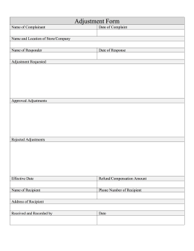 Adjustment Form Letter of Complaint