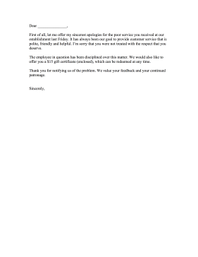 Adjustment Letter for Poor Service Letter of Complaint