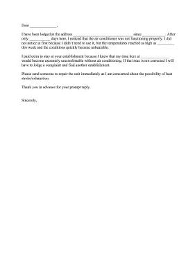 Air Conditioner Complaint Letter Letter of Complaint