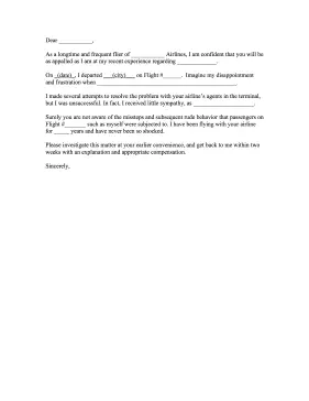 Airline Complaint Letter Letter of Complaint