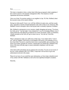 Apartment Noise Landlord Complaint Letter Letter of Complaint