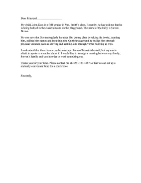 Bullying Complaint Letter Letter of Complaint