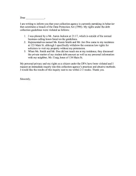 Breach of Data Protection Act Complaint Letter Letter of Complaint
