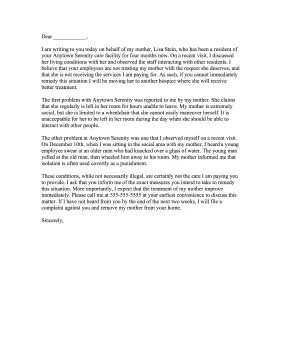 Complaint Letter To Hospice Letter of Complaint