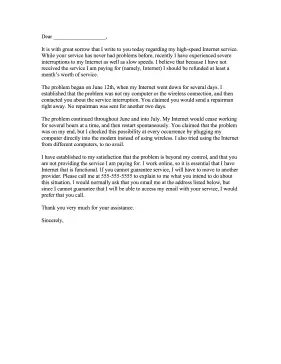 Complaint Letter To Internet Provider Letter of Complaint