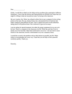 Complaint Letter to Principal Letter of Complaint