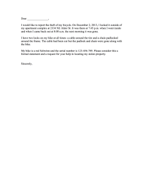 Complaint Theft Letter of Complaint