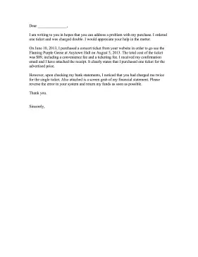 Double Payment Complaint Letter Letter of Complaint