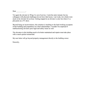 Elevator Complaint Letter Letter of Complaint