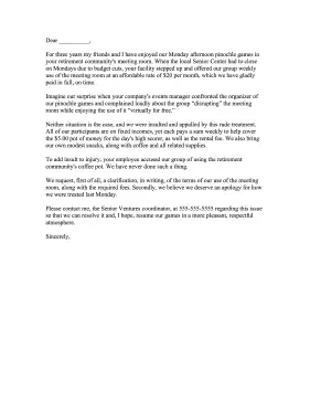 Event Venue Rental Complaint Letter Letter of Complaint