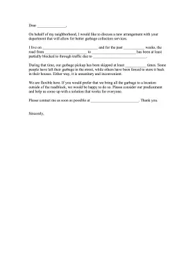 Garbage Collection Complaint Letter Letter of Complaint