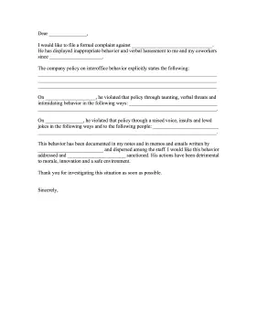 HR Complaint Letter Letter of Complaint