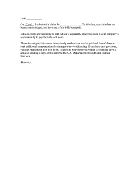 Health Insurance Claim Complaint Letter Letter of Complaint