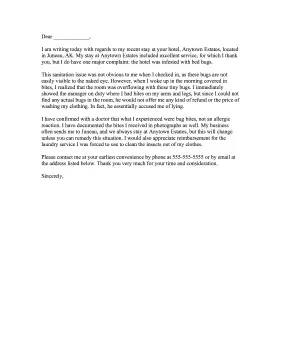 Hotel Cleanliness Complaint Letter Letter of Complaint