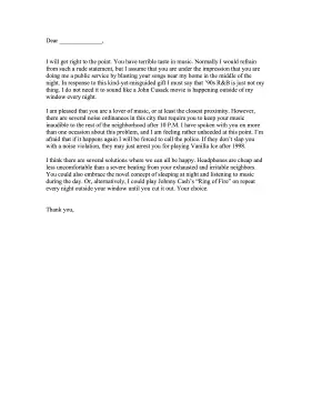 Loud Music Complaint Letter Letter of Complaint