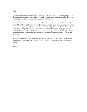 News Coverage Complaint Letter Letter of Complaint