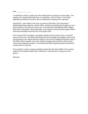 News Station Complaint Letter Letter of Complaint