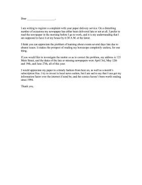 Newspaper Complaint Letter Letter of Complaint