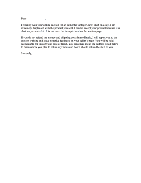 Online Auction Complaint Letter Letter of Complaint