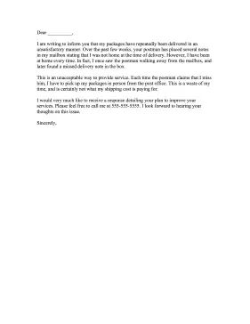 Package Delivery Complaint Letter Letter of Complaint