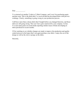 Product Defective Complaint Letter Letter of Complaint