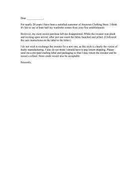 Repeat Customer Clothing Complaint Letter Letter of Complaint