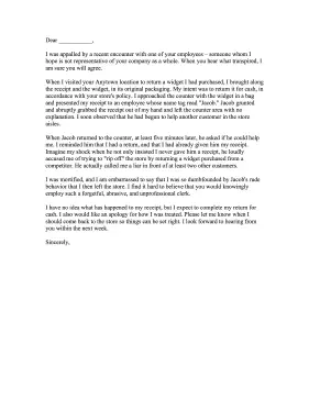 Rude Employee Complaint Letter Letter of Complaint