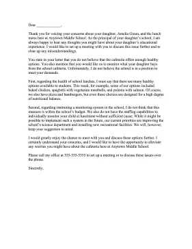 School Complaint Letter Response Letter of Complaint