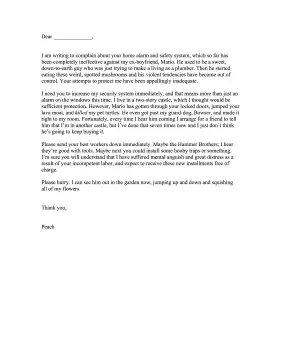 Security System Complaint Letter Letter of Complaint