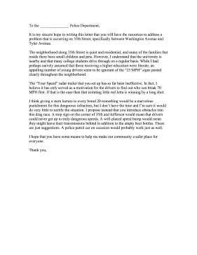 Speeding Complaint Letter Letter of Complaint